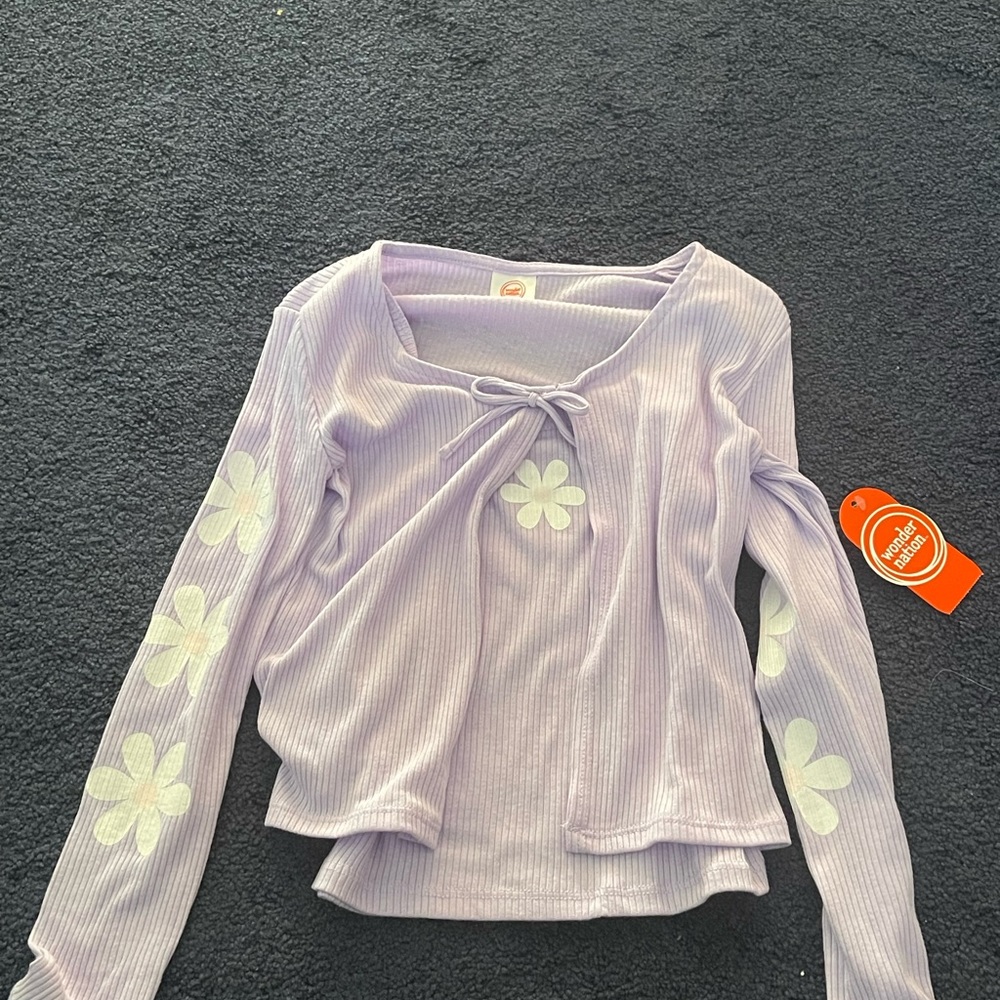 Lavender purple flowers shirt set